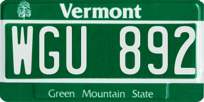 VT license plate WGU892