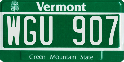 VT license plate WGU907