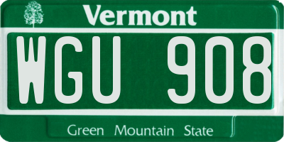 VT license plate WGU908