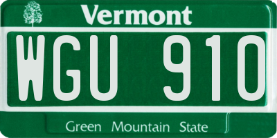 VT license plate WGU910