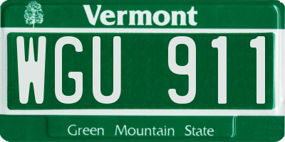 VT license plate WGU911
