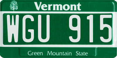 VT license plate WGU915