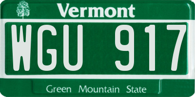 VT license plate WGU917