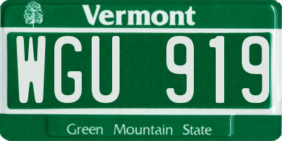 VT license plate WGU919