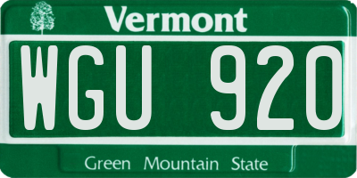 VT license plate WGU920