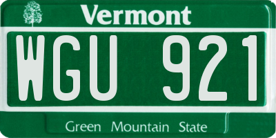 VT license plate WGU921