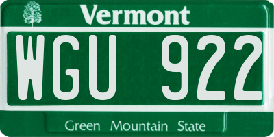 VT license plate WGU922