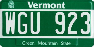 VT license plate WGU923