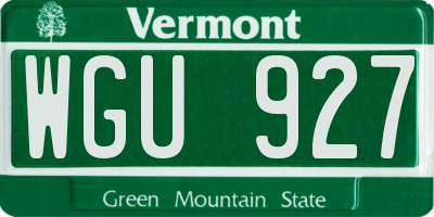 VT license plate WGU927