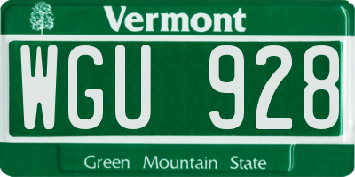 VT license plate WGU928
