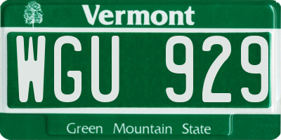 VT license plate WGU929