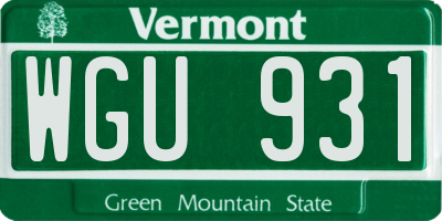 VT license plate WGU931