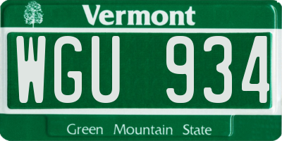 VT license plate WGU934