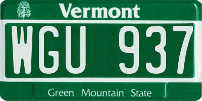 VT license plate WGU937
