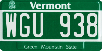 VT license plate WGU938