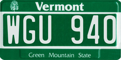 VT license plate WGU940