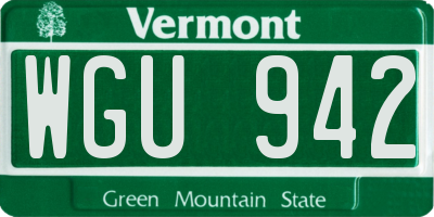 VT license plate WGU942