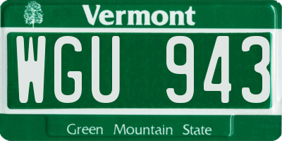 VT license plate WGU943