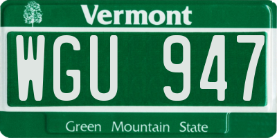 VT license plate WGU947
