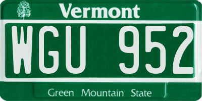 VT license plate WGU952
