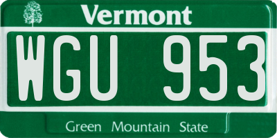 VT license plate WGU953