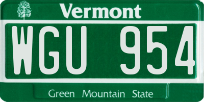 VT license plate WGU954