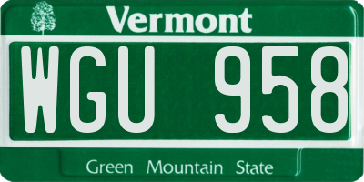 VT license plate WGU958