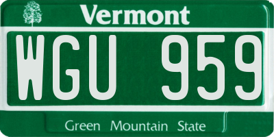 VT license plate WGU959