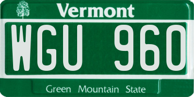 VT license plate WGU960
