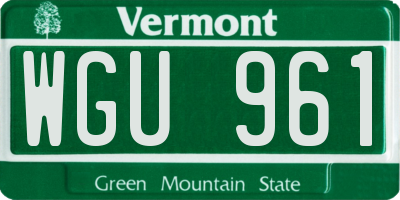 VT license plate WGU961