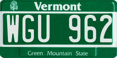 VT license plate WGU962