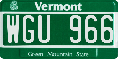 VT license plate WGU966