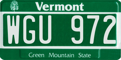 VT license plate WGU972
