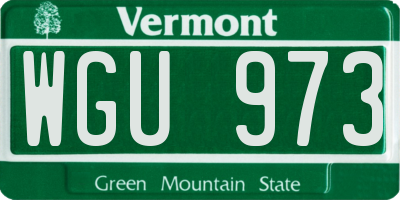 VT license plate WGU973
