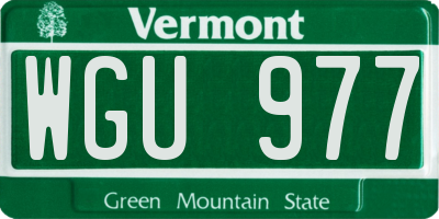 VT license plate WGU977