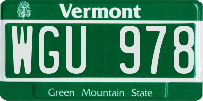 VT license plate WGU978