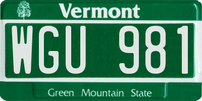 VT license plate WGU981