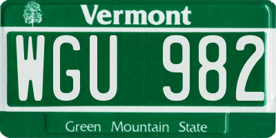 VT license plate WGU982