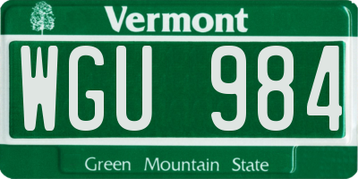 VT license plate WGU984