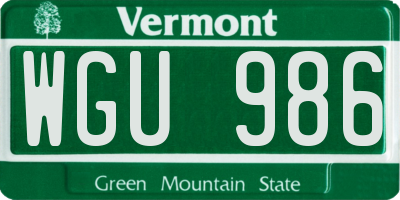 VT license plate WGU986