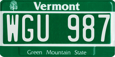 VT license plate WGU987
