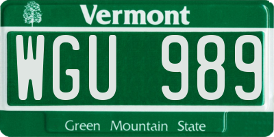 VT license plate WGU989
