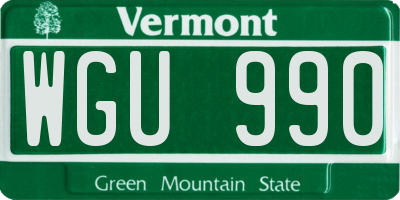 VT license plate WGU990
