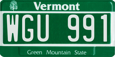 VT license plate WGU991