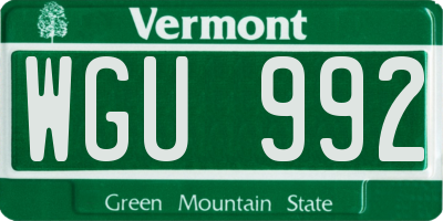 VT license plate WGU992