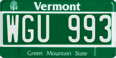 VT license plate WGU993