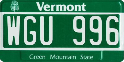 VT license plate WGU996