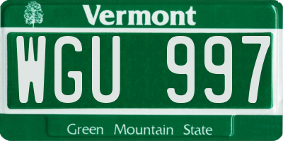 VT license plate WGU997