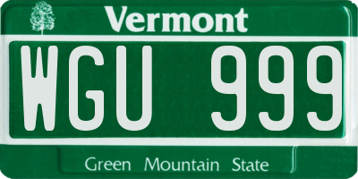 VT license plate WGU999