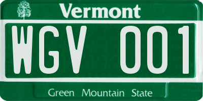VT license plate WGV001